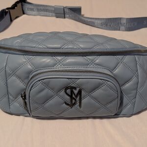Steve Madden Quilted Powder Blue Leather Belt Bag